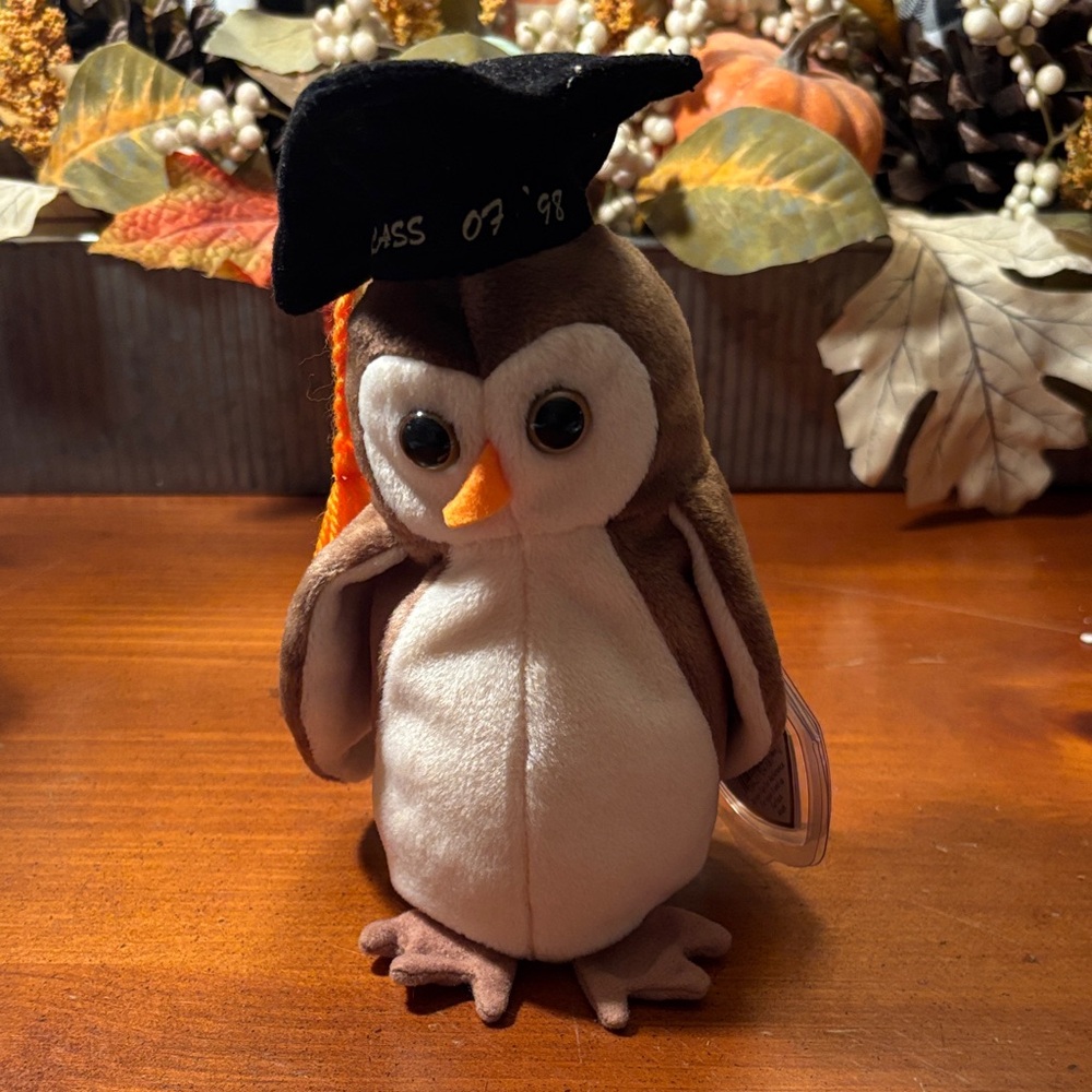 1998 Beanie Baby Graduation Owl Wise